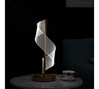 Streamdale Furniture 18.75" In Dinamo Modern" S" Wave Swirl Acrylic Led Brushed Gold Table Lamp