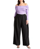 Eloquii Plus Pleat Detail Trouser With Long Belt