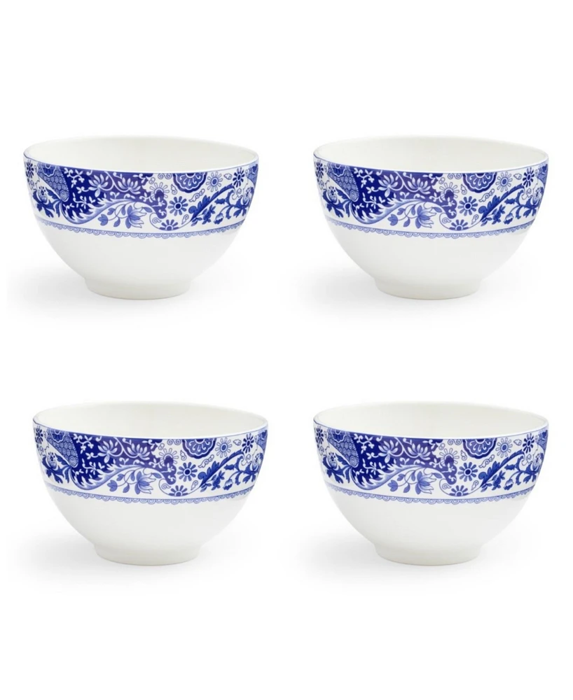 Spode Blue Italian Brocato 6" Rice Bowl, Set of 4