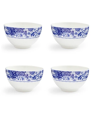 Spode Blue Italian Brocato 6" Rice Bowl, Set of 4