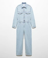 Mango Women's Buttons Detail Denim Jumpsuit