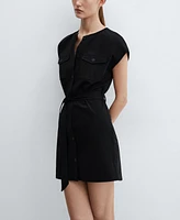 Mango Women's Pocket Detail Bow Dress