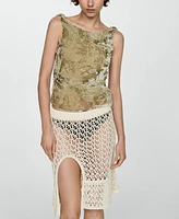 Mango Women's Opening Detail Crochet Skirt