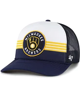 47 Brand Men's Navy Milwaukee Brewers Lift Off Foam Front Mesh Trucker Adjustable Hat