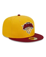 New Era Men's Yellow/Red York Knicks Fall Leaves 2-Tone 59FIFTY Fitted Hat