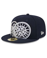 New Era Men's Navy Seattle Mariners Game Day Overlap 59FIFTY Fitted Hat