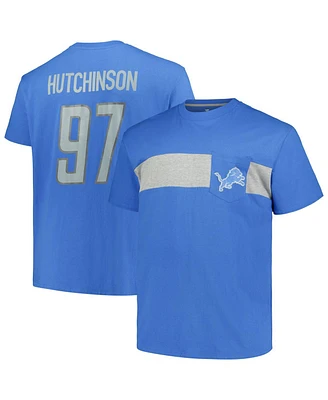 Fanatics Men's Aidan Hutchinson Blue Detroit Lions Big Tall T-Shirt