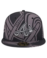 New Era Men's Black Atlanta Braves Logo Fracture 59FIFTY Fitted Hat