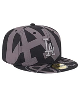 New Era Men's Black Los Angeles Dodgers Logo Fracture 59FIFTY Fitted Hat