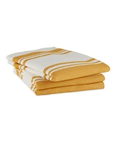 Design Imports Everyday Kitchen Dishtowel Collection Large Chef Stripe Tea Towel, 18x28", Honey Gold, 3 Count