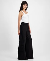 Hugo Women's Himana High-Rise Wide-Leg Cargo Pants