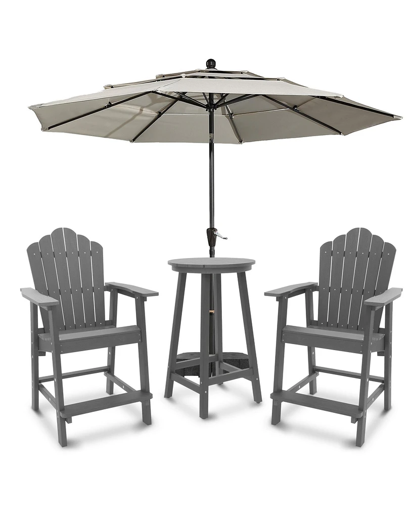 Mondawe 4 Pieces Outdoor Chair Set with Table and Umbrella Base Stand Included