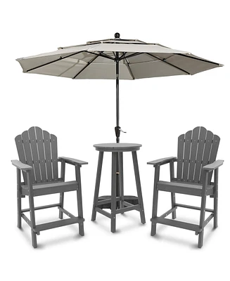 Mondawe 4 Pieces Outdoor Chair Set with Table and Umbrella Base Stand Included