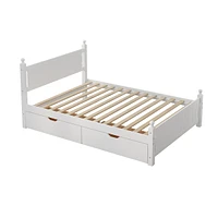 Streamdale Furniture Solid Wood Platform Bed Frame with 2 Drawers