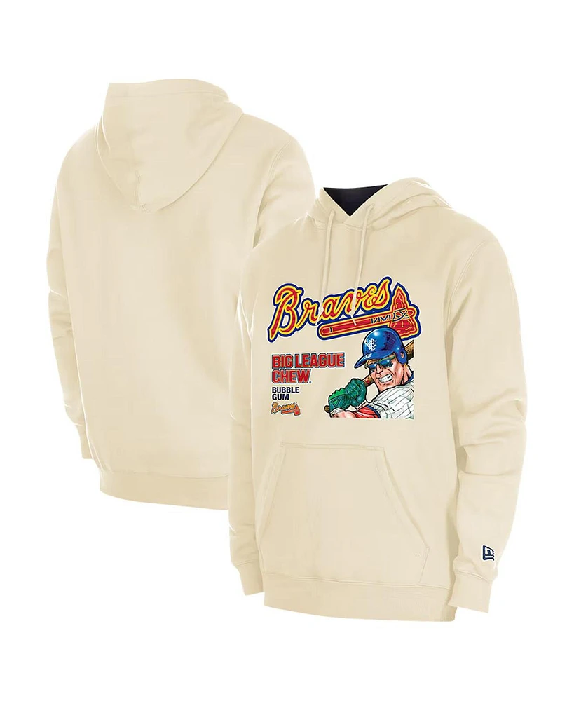 New Era Men's Cream Atlanta Braves Big League Chew Pullover Hoodie