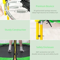 Mini Toddler Trampoline with Enclosure and Basketball Hoop