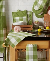 Design Imports Buffalo Check Kitchen Collection, Classic Farmhouse Dishtowel Set, 20x30", Antique Green, 3 Piece