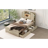 Streamdale Furniture Twin Storage Platform Bed Frame With Two Drawers And Light Strip Design Headboard