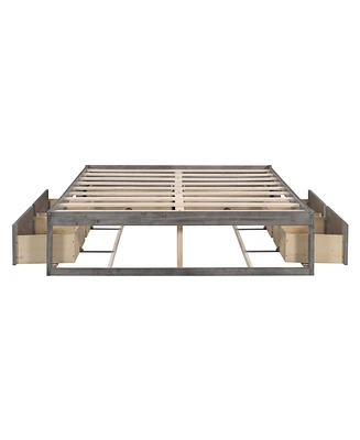 Simplie Fun Full Size Platform Bed With 6 Storage Drawers