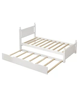 Streamdale Furniture Twin Size Platform Bed with Trundle, No Box Spring Needed