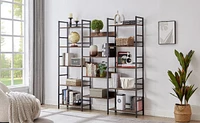 Rustic 5-Shelf Bookshelves and Console Table Set