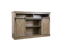 Simplie Fun Farmhouse Tv Stand with Sliding Barn Door & Storage