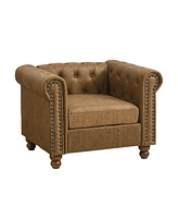 Streamdale Furniture Chesterfield Fabric Sofa, Large-Brown