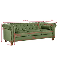 Streamdale Furniture Green Velvet Chesterfield Sofa - 3 Seater