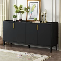 Wooden Sideboard with 4 Doors and Adjustable Shelf