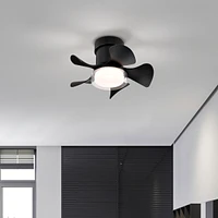 Streamdale Furniture Matte Black Remote Ceiling Fan with Led Light