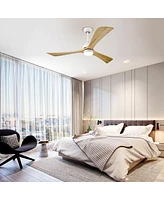 52" Ceiling Fan with Remote Control, 6 Speeds (White/Natural)