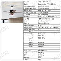 Streamdale Furniture 52" Farmhouse Ceiling Fan with Lights, Remote