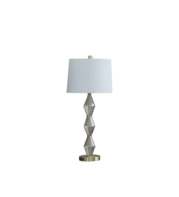 Simplie Fun 29.5" In Emil Moderne Geometric Light Amber Textured Glass Brushed Gold Table Lamp