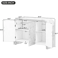 Minimalist Curved Sideboard with Gold Handles and Dividers