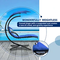 Outdoor Hanging Chaise Lounger with Canopy & Stand