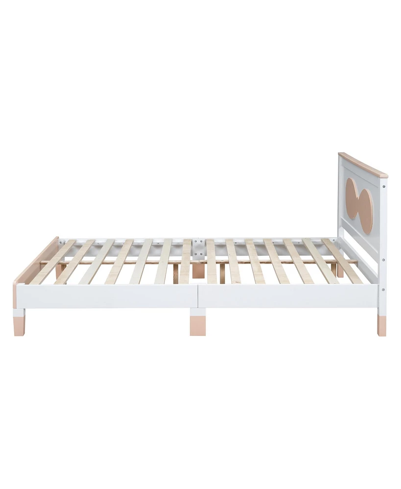 Simplie Fun Full Size Wooden Bow Bed
