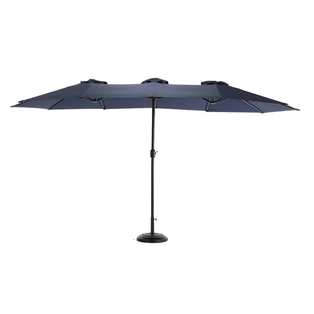 Streamdale Furniture 14.8 Ft Double Sided Outdoor Umbrella Rectangular Large With Crank (Navy Blue)