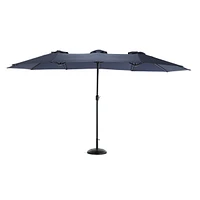 Streamdale Furniture 14.8 Ft Double Sided Outdoor Umbrella Rectangular Large With Crank (Navy Blue)