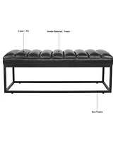 Metal Base Upholstered Bench For Bedroom For Entryway