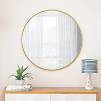 Streamdale Furniture Gold Metal Framed 48" Wall Mirror - Oversized Circular Vanity Mirror