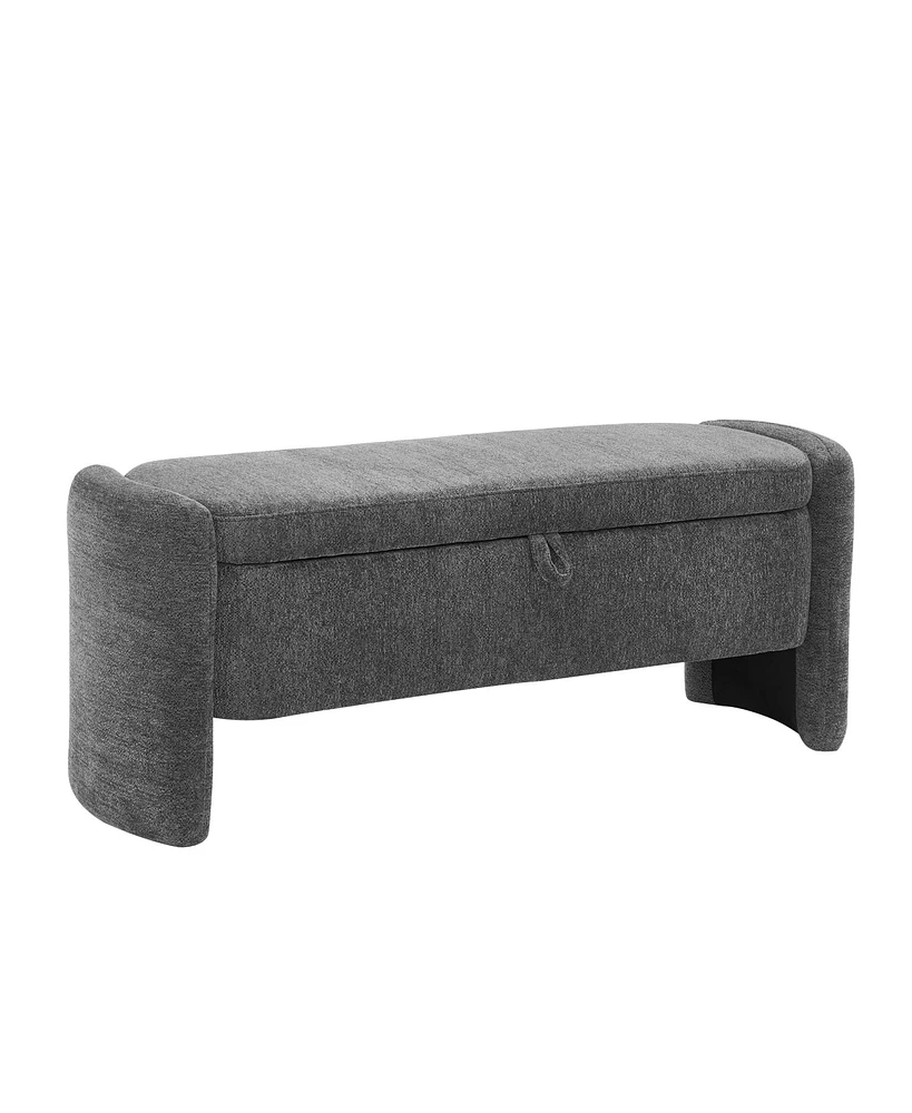 Simplie Fun Grey Ottoman Storage Bench for Living Room, Bedroom & Entryway