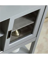 Sideboard Buffet Table With Doors, Grey
