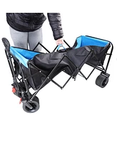 Streamdale Furniture Folding Cart Wagon for Garden, Shopping, Beach - Black + Blue