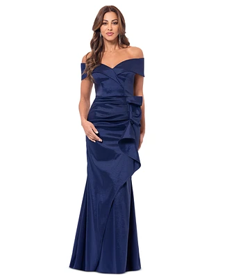 Xscape Women's Taffeta Off-The-Shoulder Sweetheart Gown