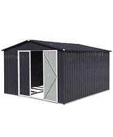 Streamdale Furniture Metal Garden Sheds 6FTx8FT Outdoor Storage Sheds Dark-Grey