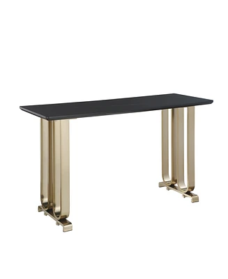 Simplie Fun Gold and Black Bar Table with Metal Base