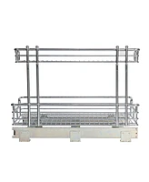 Household Essentials Glidez Multipurpose Chrome-Plated Steel Pull-Out/Slide-Out Storage Organizer for Under Sink or Under Cabinet 2-Tier Design