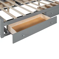 Queen Wooden Bed With All-In-One Cabinet, Shelf And Sockets