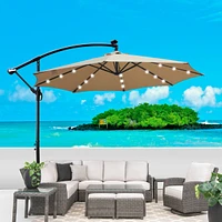 10FT Solar-Powered Led Outdoor Patio Umbrella - Waterproof & Lighted