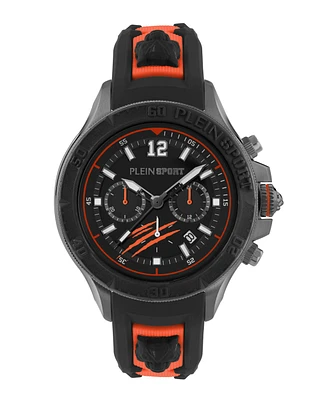 Plein Sport Men's Warrior Tech Chronograph Date Quartz Orange Silicone 47.5MM